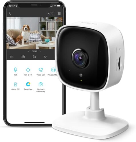 TP-Link Tapo 1080P Indoor Security Camera for Baby Monitor, Dog Camera w/ Motion Detection, 2-Way Audio Siren, Night Vision, Cloud  SD Card Storage, Works w/ Alexa  Google Home (Tapo C100)