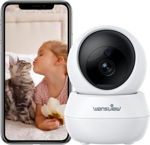 wansview Security Camera Indoor Wireless for Pet 2K Cameras for Home Security with Phone app and Motion Detection,Cat/Dog/Nanny/Baby Camera with Pan Tilt, SD Card Cloud Storage, Works with Alexa