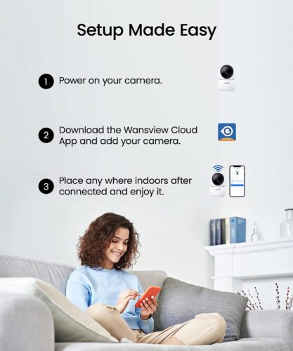 wansview Security Camera Indoor Wireless for Pet 2K Cameras for Home Security with Phone app and Motion Detection,Cat/Dog/Nanny/Baby Camera with Pan Tilt, SD Card Cloud Storage, Works with Alexa