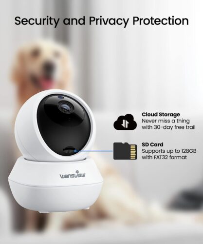 wansview Security Camera Indoor Wireless for Pet 2K Cameras for Home Security with Phone app and Motion Detection,Cat/Dog/Nanny/Baby Camera with Pan Tilt, SD Card Cloud Storage, Works with Alexa