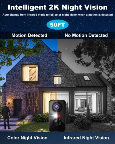 Wireless Cameras for Home Security Outdoor, 2K Color Night Vision Battery Powered WiFi Security Camera Spotlight/Siren Motion Detection 2-Way Talk Waterproof Cloud/SD Storage Outdoor Camera Wireless