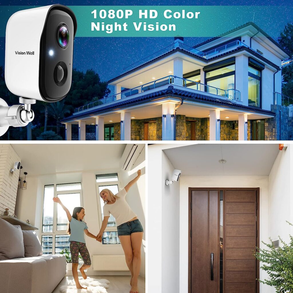 Wireless Cameras for Home/Outdoor Security, Battery Powered 1080P HD WiFi Security Cameras Wireless Outdoor with Spotlight, AI Motion Detection, Siren, Color Night Vision, 2-Way Talk, SD/Cloud Storage