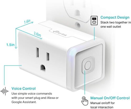 Kasa Smart Plug HS103P2, Smart Home Wi-Fi Outlet Works with Alexa, Echo, Google Home  IFTTT, No Hub Required, Remote Control,15 Amp,UL Certified, 2-Pack White