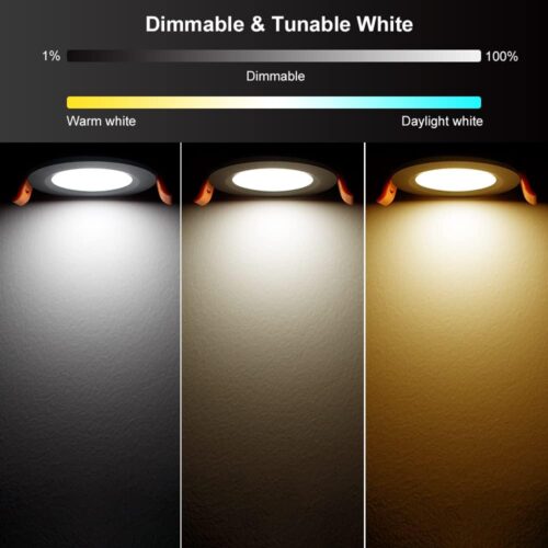YGS-Tech Smart 2 Inch Recessed Lighting, WiFi LED Downlight 5W 120V, Compatible with Alexa and Google Home, Dimmable RGB  CCT 2700-6500K, Black Trim, LED Ceiling Light with LED Driver (10Pack)